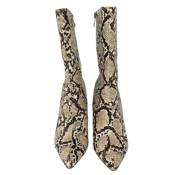 PrettyLittleThing Western Cowboy White Snakeskin Pointed Toe Block Heels Boots 5 - Picture 2 of 4